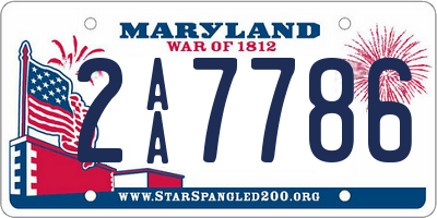 MD license plate 2AA7786