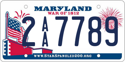 MD license plate 2AA7789