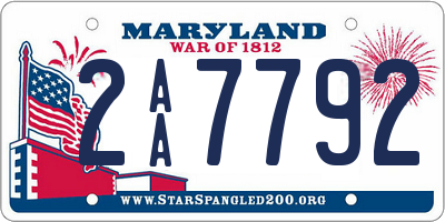MD license plate 2AA7792