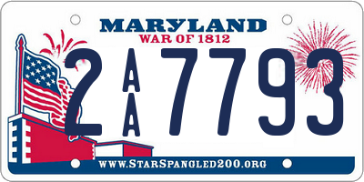 MD license plate 2AA7793