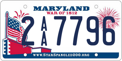 MD license plate 2AA7796