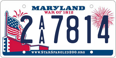 MD license plate 2AA7814