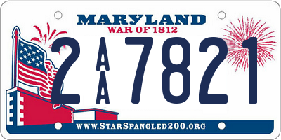 MD license plate 2AA7821