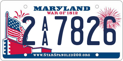 MD license plate 2AA7826