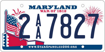 MD license plate 2AA7827