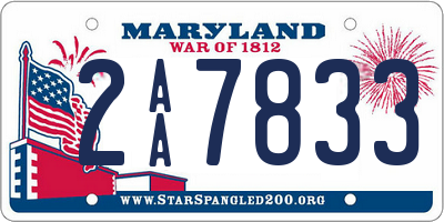 MD license plate 2AA7833