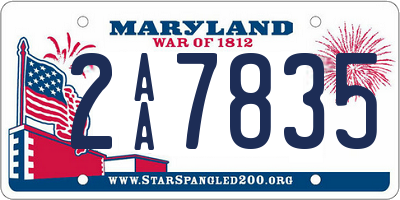 MD license plate 2AA7835