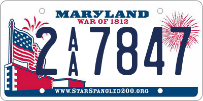 MD license plate 2AA7847