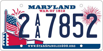 MD license plate 2AA7852