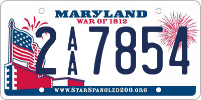 MD license plate 2AA7854