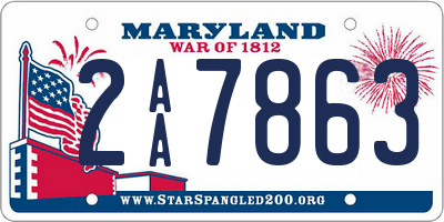 MD license plate 2AA7863