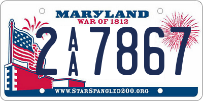 MD license plate 2AA7867