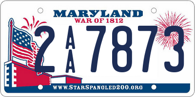 MD license plate 2AA7873