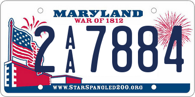 MD license plate 2AA7884