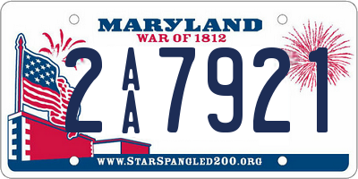 MD license plate 2AA7921