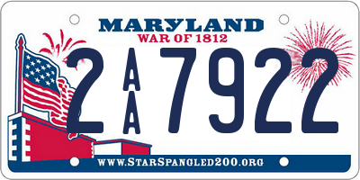 MD license plate 2AA7922