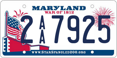 MD license plate 2AA7925