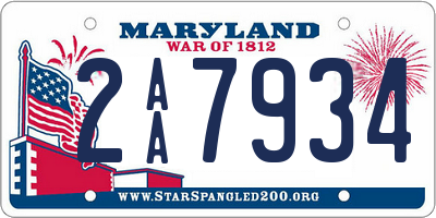 MD license plate 2AA7934