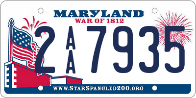 MD license plate 2AA7935