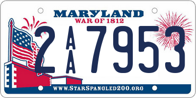 MD license plate 2AA7953