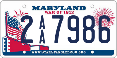 MD license plate 2AA7986