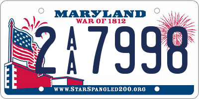 MD license plate 2AA7998