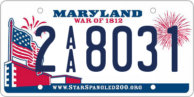 MD license plate 2AA8031