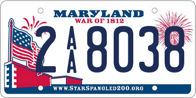 MD license plate 2AA8038