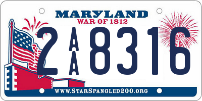 MD license plate 2AA8316