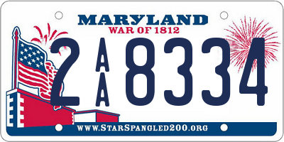 MD license plate 2AA8334