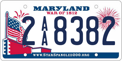 MD license plate 2AA8382