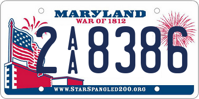 MD license plate 2AA8386