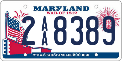 MD license plate 2AA8389