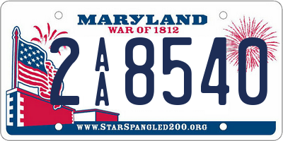 MD license plate 2AA8540