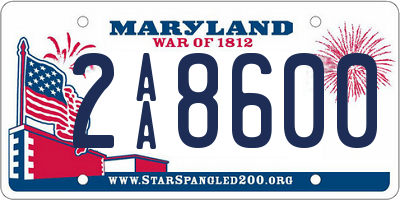 MD license plate 2AA8600