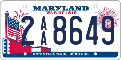 MD license plate 2AA8649