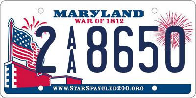 MD license plate 2AA8650