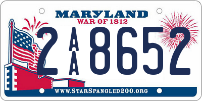 MD license plate 2AA8652