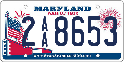 MD license plate 2AA8653