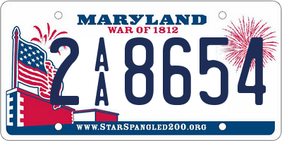 MD license plate 2AA8654