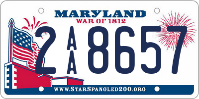 MD license plate 2AA8657