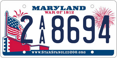 MD license plate 2AA8694