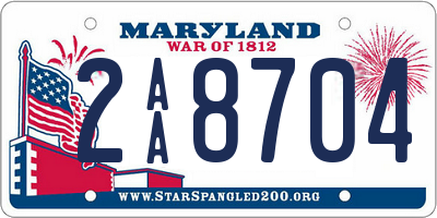 MD license plate 2AA8704