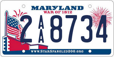 MD license plate 2AA8734