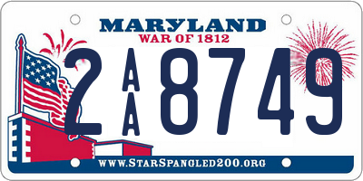 MD license plate 2AA8749