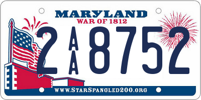 MD license plate 2AA8752