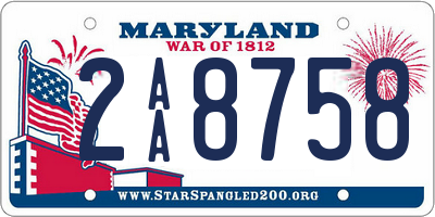 MD license plate 2AA8758