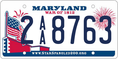MD license plate 2AA8763