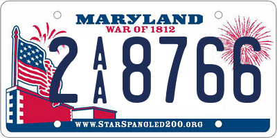 MD license plate 2AA8766