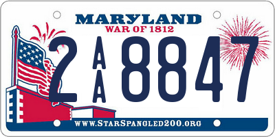 MD license plate 2AA8847